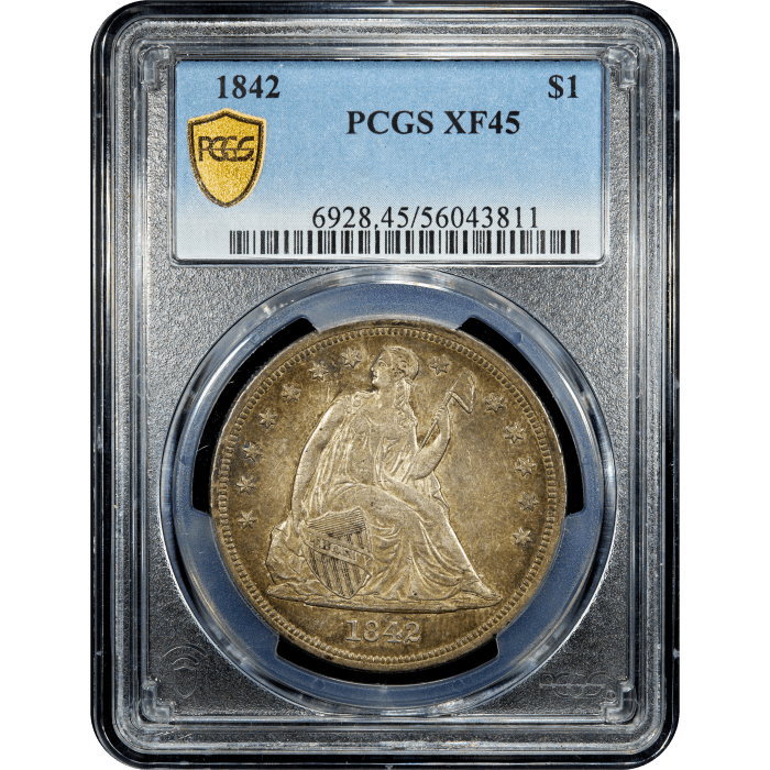 1842 Seated Liberty Dollar ($1) Obverse Slab Image