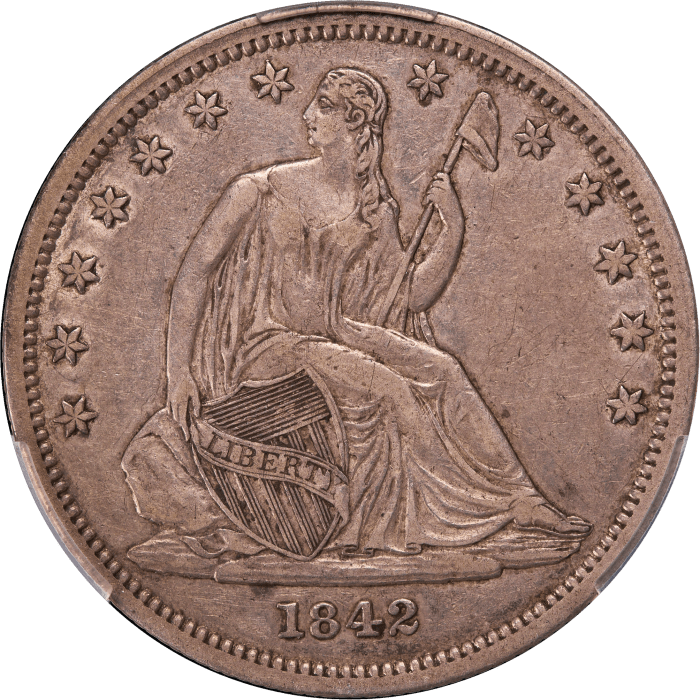1842 Seated Liberty Half Dollar (50c) Small Date, Rev of 1842 Obverse Image