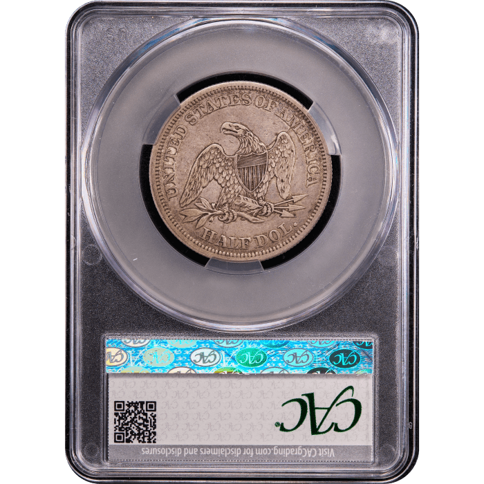 1842 Seated Liberty Half Dollar (50c) Small Date, Rev of 1842 Reverse Slab Image