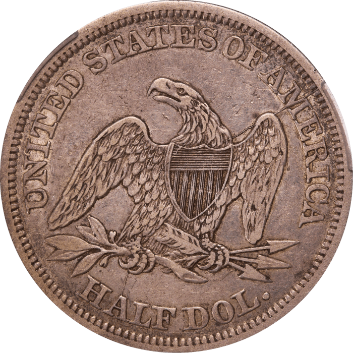 1842 Seated Liberty Half Dollar (50c) Small Date, Rev of 1842 Reverse Image