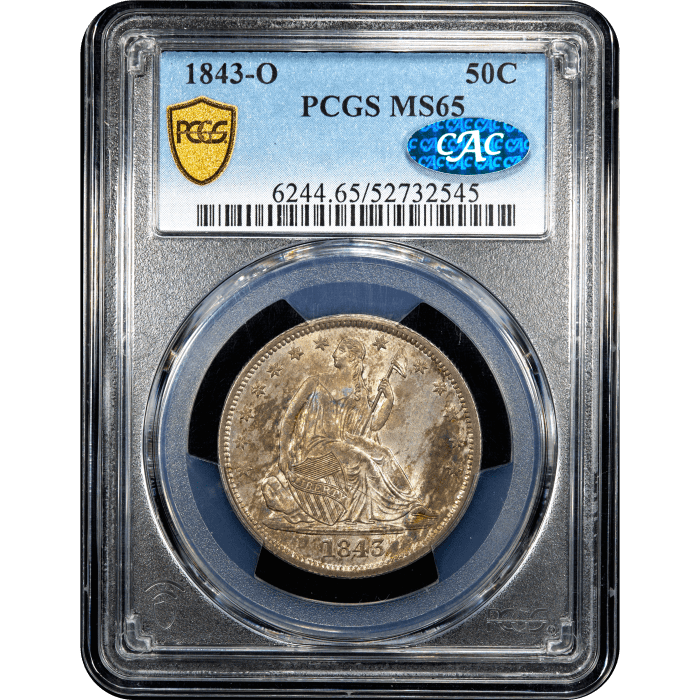 1843-O Seated Liberty Half Dollar (50c) Obverse Slab Image