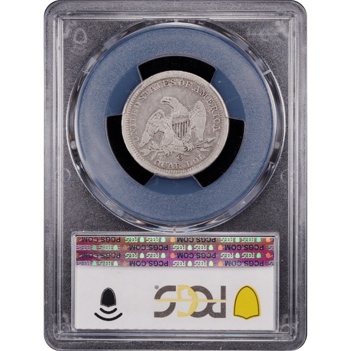 1843-O Seated Liberty Quarter (25c) Large O Reverse Slab Image