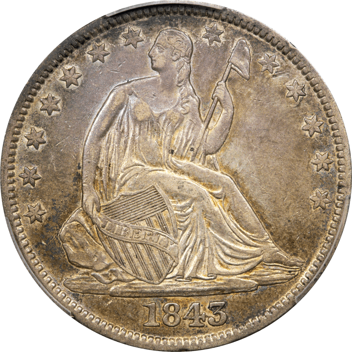 1843 Seated Liberty Half Dollar (50c) Obverse Image
