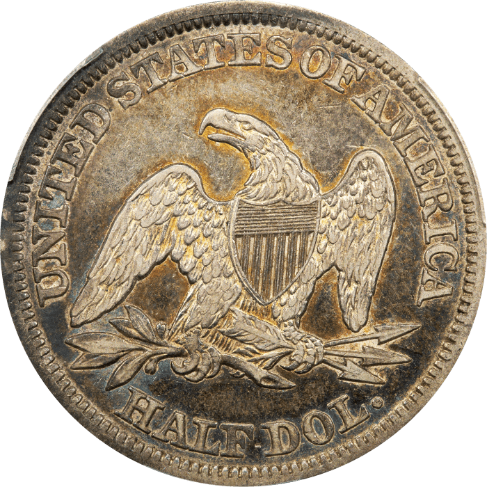 1843 Seated Liberty Half Dollar (50c) Reverse Image