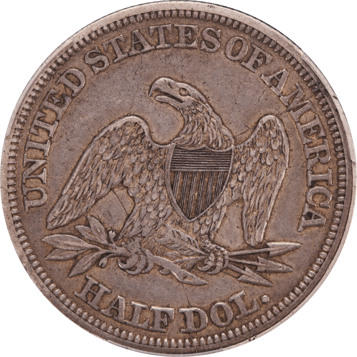 1843 Seated Liberty Half Dollar (50c) Reverse Image
