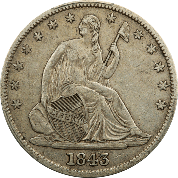 1843 Seated Liberty Half Dollar (50c) OBVERSE Image