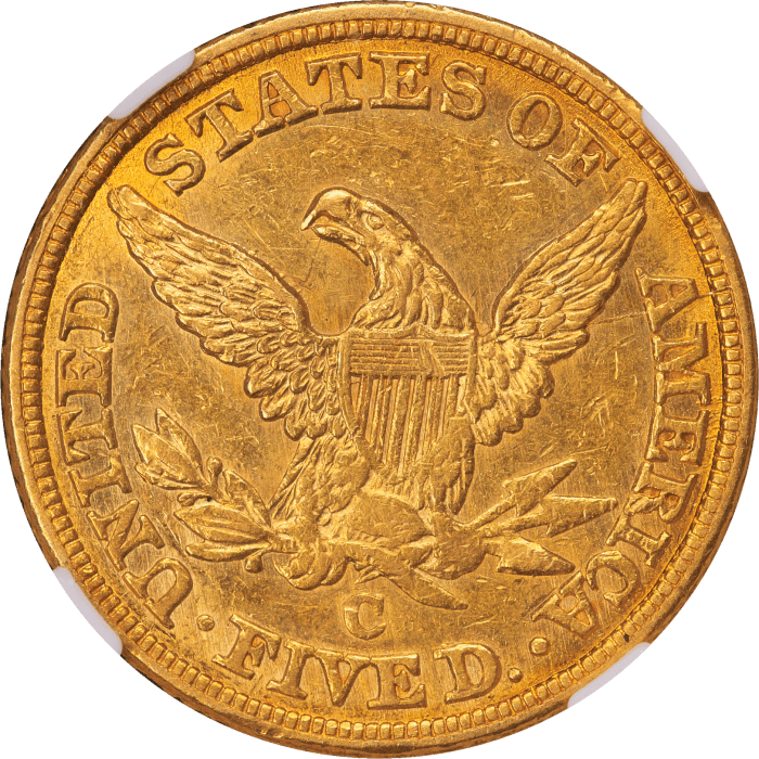 1844-C Liberty Gold Half Eagle ($5) Reverse Image