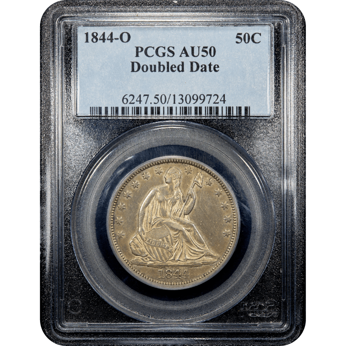 1844-O Seated Liberty Half Dollar (50c) Doubled Date Obverse Slab Image