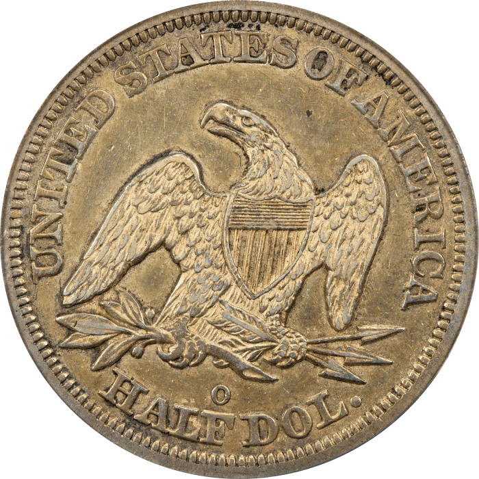 1844-O Seated Liberty Half Dollar (50c) Doubled Date REVERSE Image