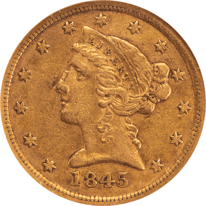 1845-D Liberty Gold Half Eagle ($5) Obverse Image