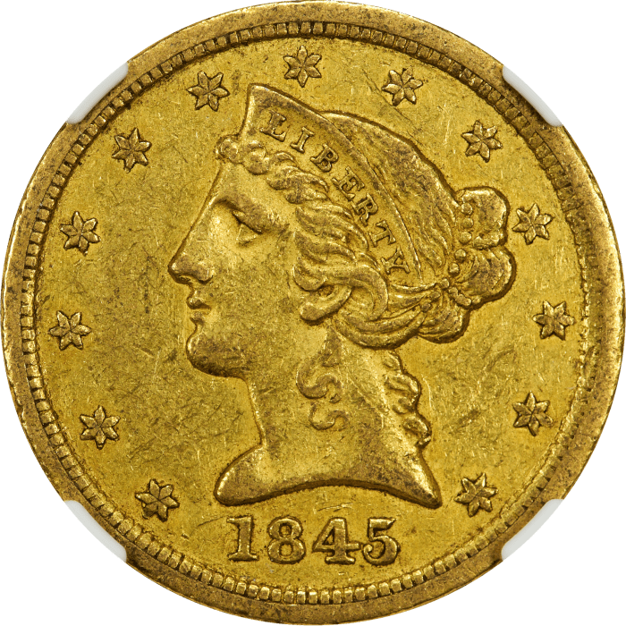 1845-O Liberty Gold Half Eagle ($5) OBVERSE Image