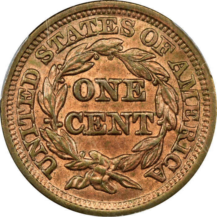 1847 Braided Hair Large Cent (1c) REVERSE Image