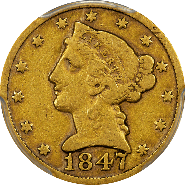 1847-C Liberty Gold Half Eagle ($5) Obverse Image