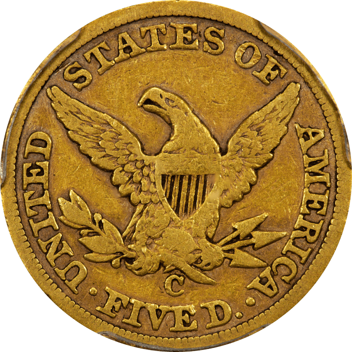 1847-C Liberty Gold Half Eagle ($5) Reverse Image