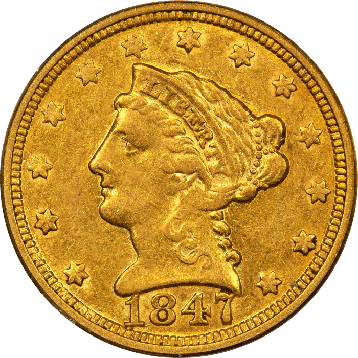 1847-O Liberty Gold Quarter Eagle ($2.50) OBVERSE Image