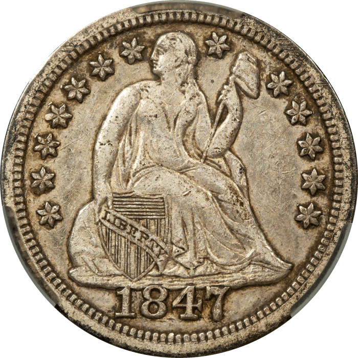 1847 Seated Liberty Dime (10c) OBVERSE Image