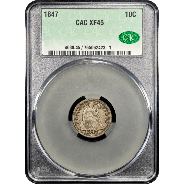 1847 Seated Liberty Dime (10c) Obverse Slab Image