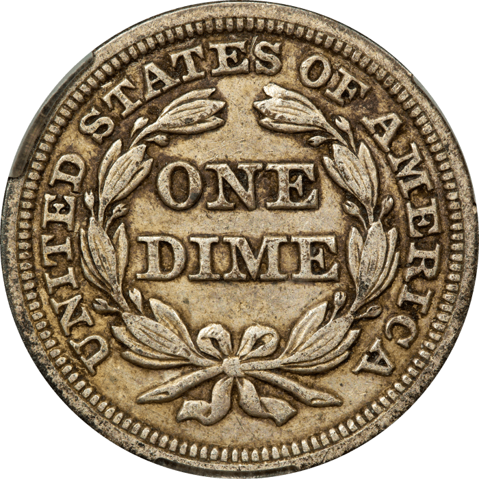 1847 Seated Liberty Dime (10c) REVERSE Image