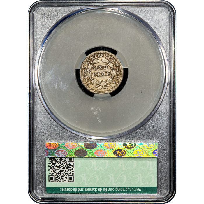 1847 Seated Liberty Dime (10c) Reverse Slab Image
