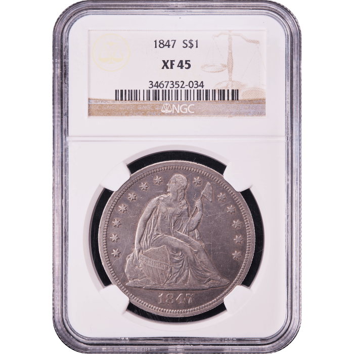 1847 Seated Liberty Dollar ($1) Obverse Slab Image