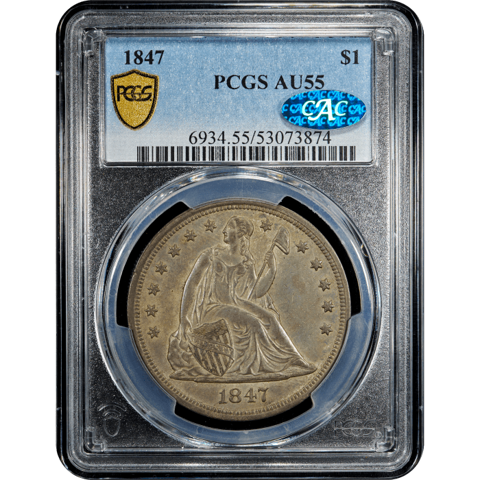 1847 Seated Liberty Dollar ($1) SLAB Image