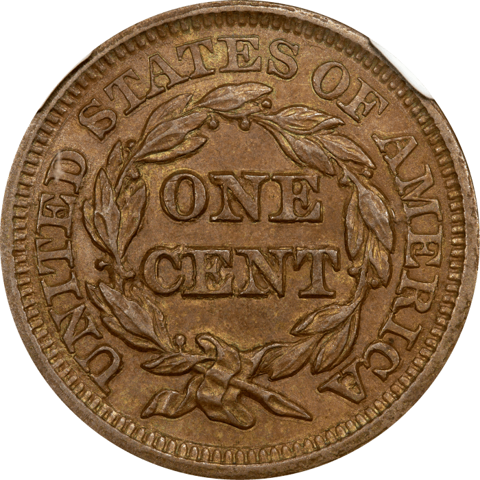 1848 Braided Hair Large Cent (1c) Reverse Image