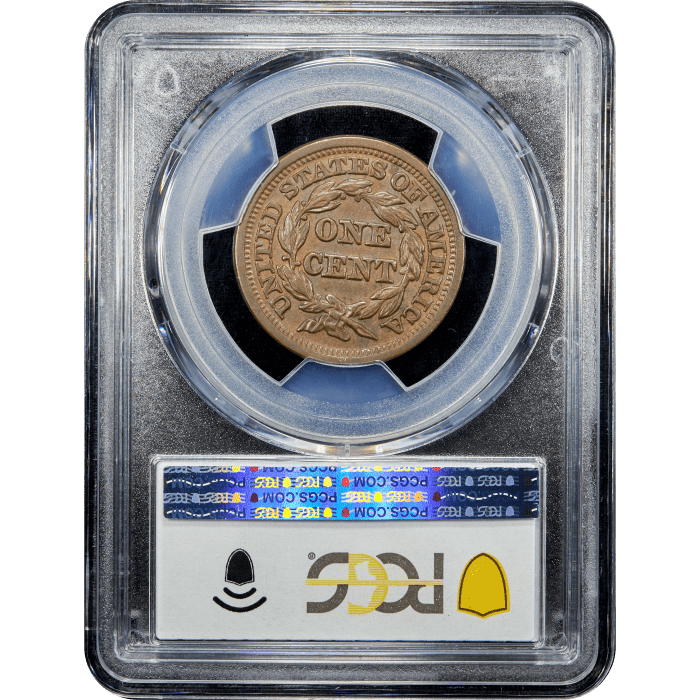 1849 Braided Hair Large Cent (1c) Reverse Slab Image