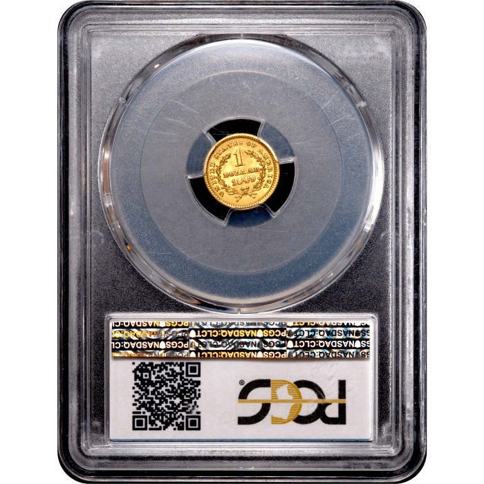1849 Gold Dollar ($1) No L Reverse Slab Image