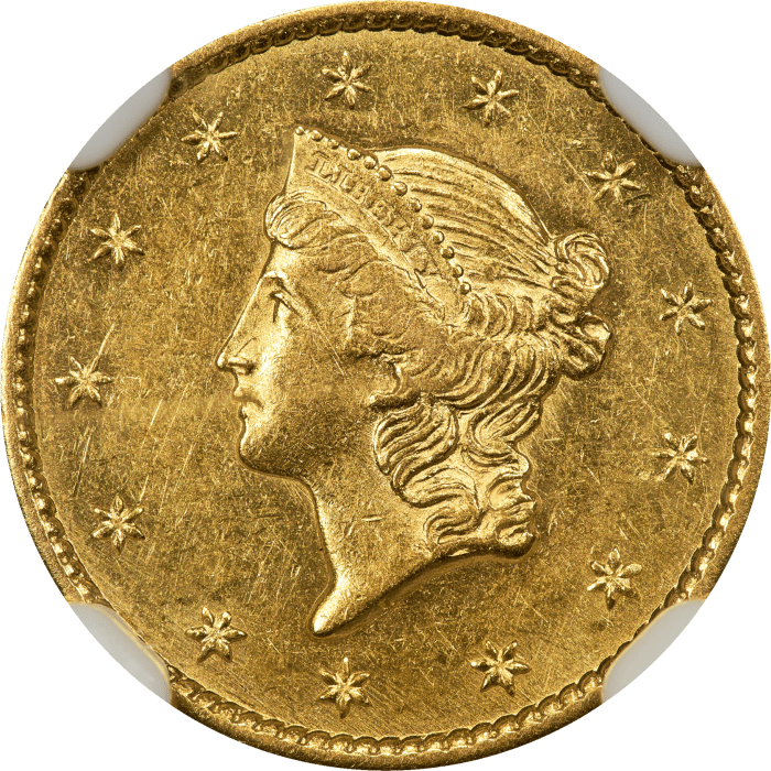 1849 Gold Dollar ($1) Open Wreath OBVERSE Image