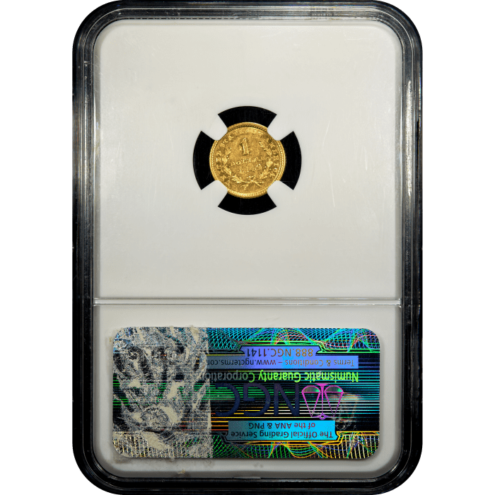 1849 Gold Dollar ($1) Open Wreath Reverse Slab Image