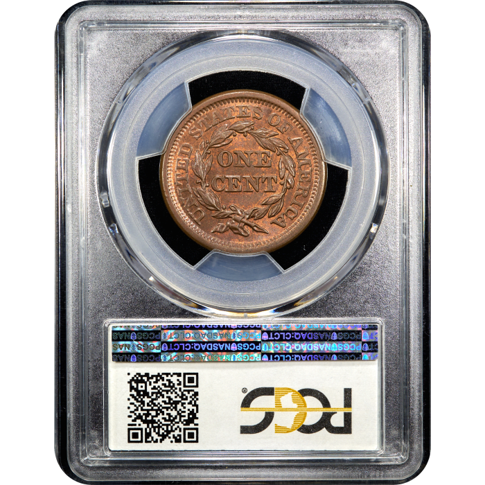 1850 Braided Hair Large Cent (1c) SLAB Image