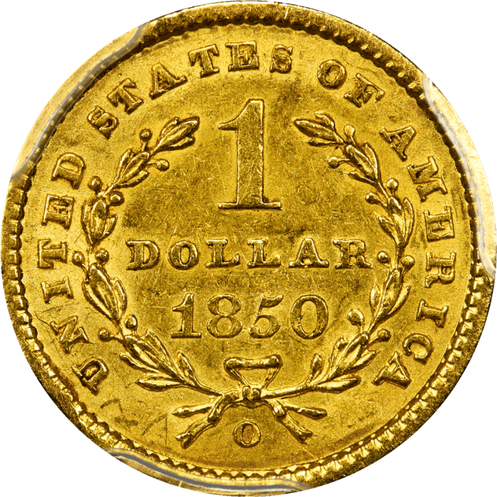 1850-O Gold Dollar (G$1) REVERSE Image