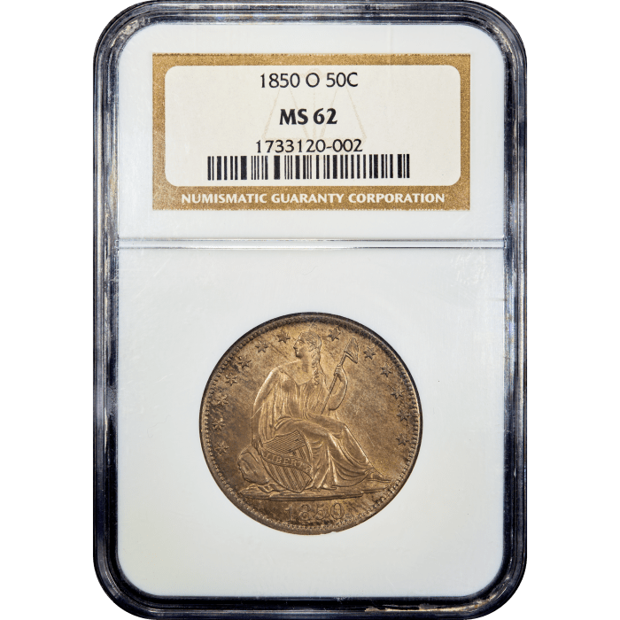 1850-O Seated Liberty Half Dollar (50c) Obverse Slab Image