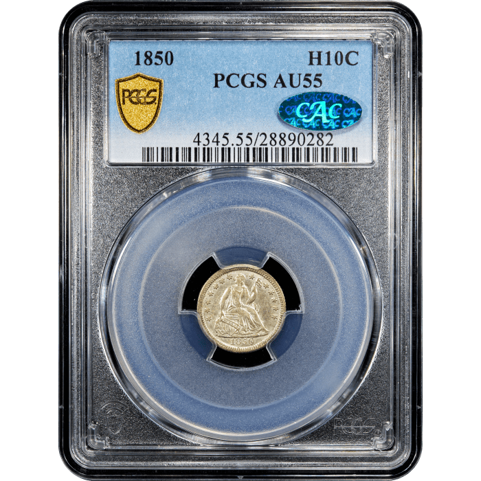 1850 Seated Liberty Half Dime (H10C) Obverse Slab Image