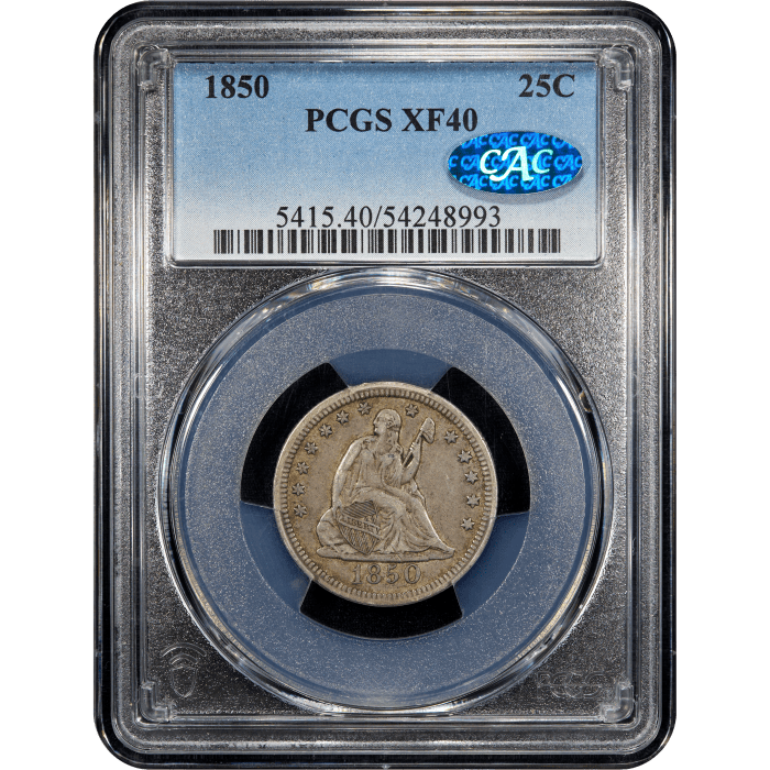 1850 Seated Liberty Quarter (25c) SLAB Image