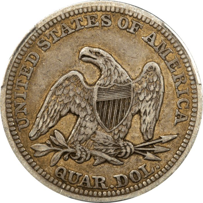 1850 Seated Liberty Quarter (25c) REVERSE Image