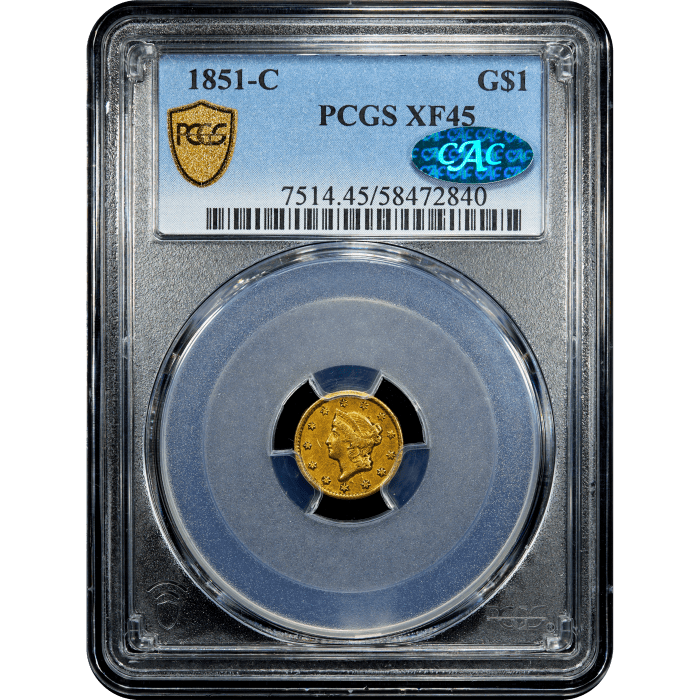 1851-C Gold Dollar ($1) Obverse Slab Image