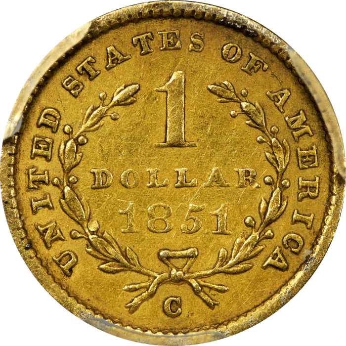 1851-C Gold Dollar ($1) Reverse Image