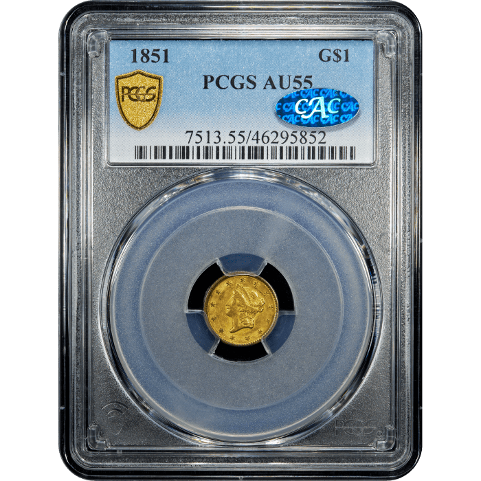 1851 Gold Dollar ($1) Obverse Slab Image