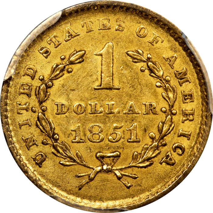 1851 Gold Dollar ($1) Reverse Image