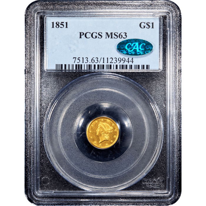 1851 Gold Dollar ($1) Obverse Slab Image