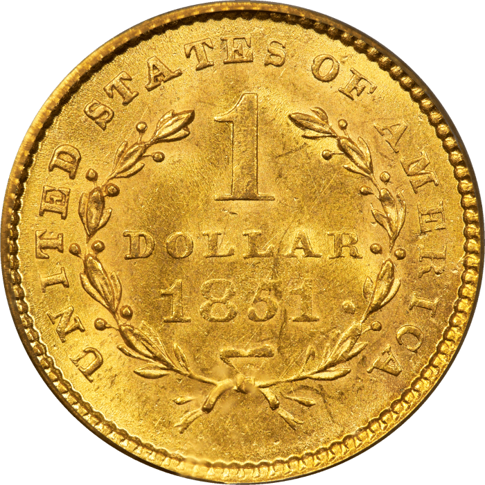 1851 Gold Dollar ($1) Reverse Image