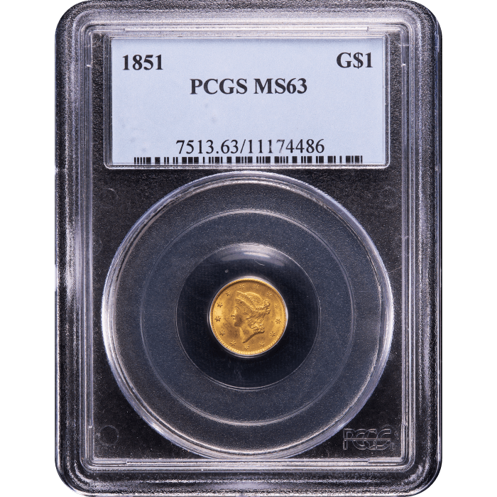 1851 Gold Dollar (G$1) Obverse Slab Image