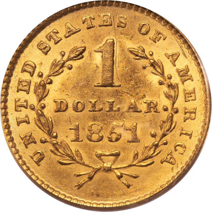 1851 Gold Dollar (G$1) REVERSE Image
