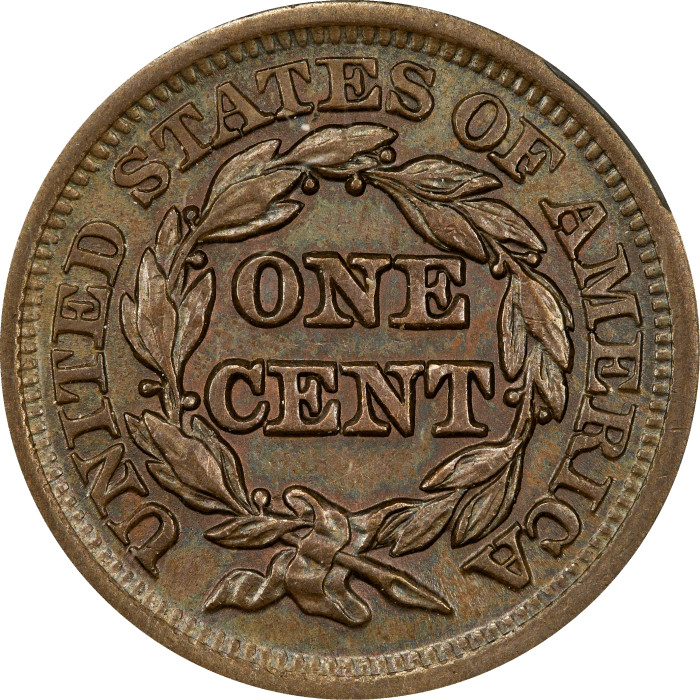1851/81 Braided Hair Large Cent (1c) Reverse Image