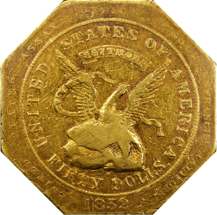 1852 Assay 887 Gold $50 Slug OBVERSE Image