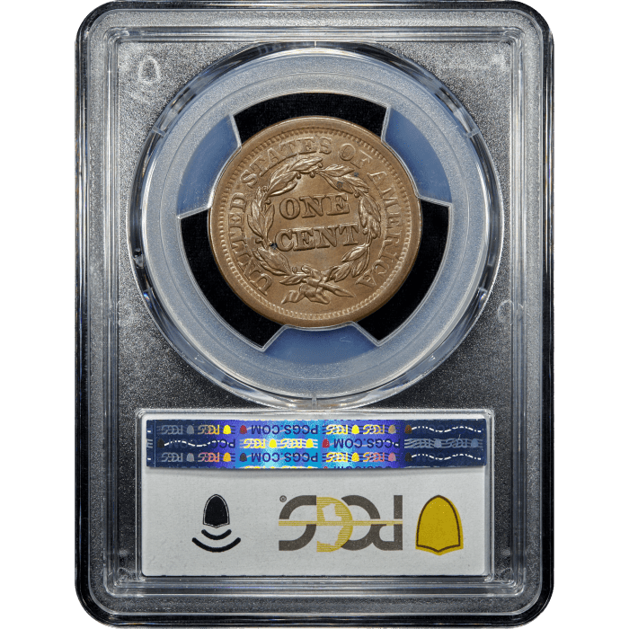 1852 Braided Hair Large Cent (1c) Reverse Slab Image