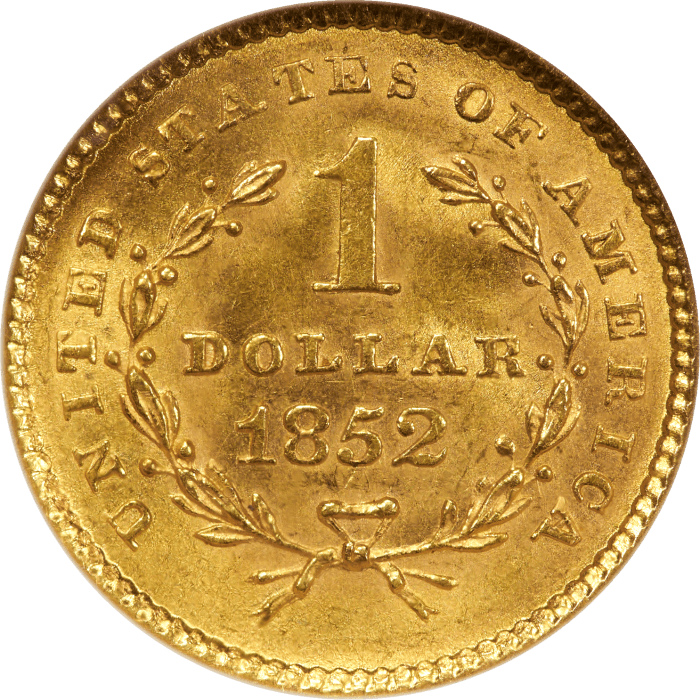 1852 Gold Dollar ($1) Reverse Image