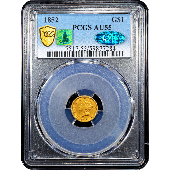 1852 Gold Dollar ($1) Obverse Slab Image