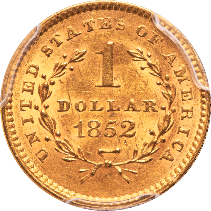 1852 Gold Dollar ($1) Reverse Image